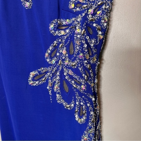 Macduggal Cassandra Stone Royal Blue cutout back formal maxi dress - Picture 3 of 16